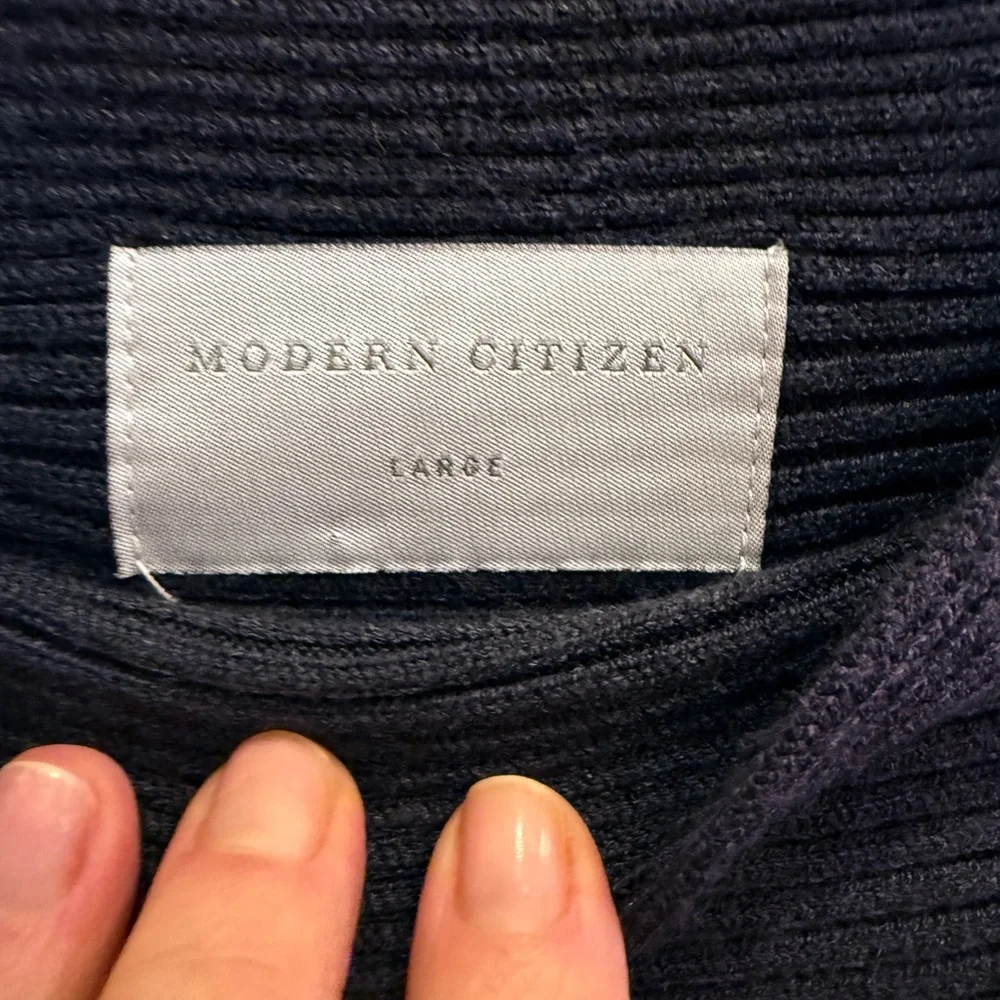 Modern Citizen Women’s Navy Blue Ribbed Sweater sz L - Picture 5 of 8